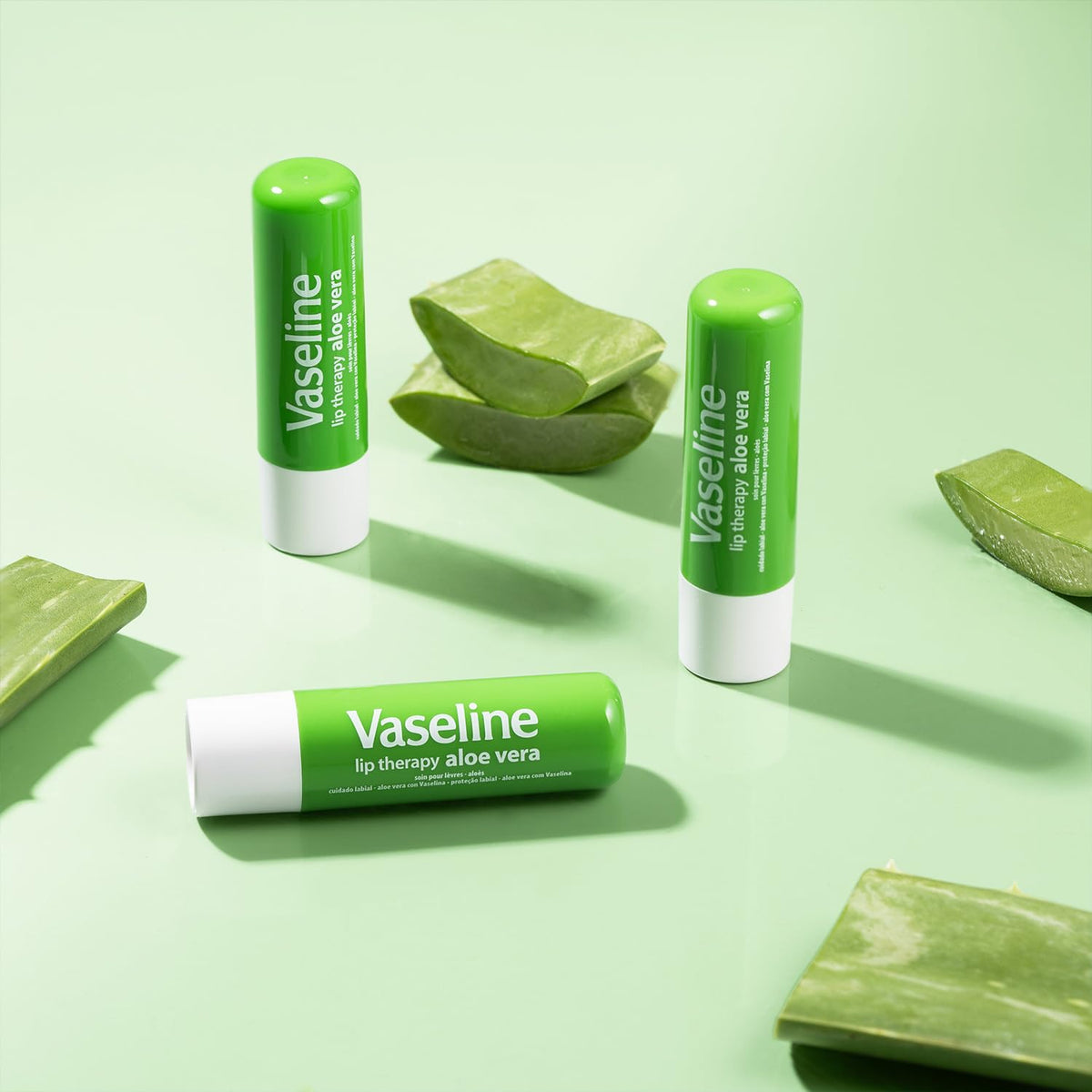 On-the-go Vaseline Lip Therapy Aloe Fresh in bag for quick moisture