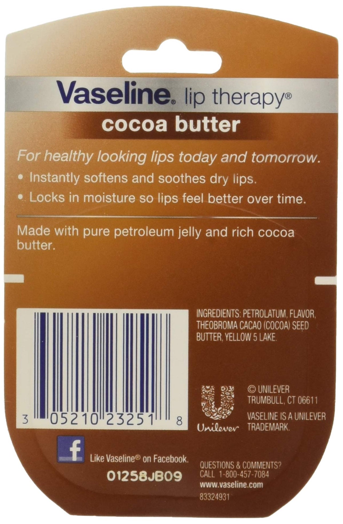 Vaseline Lip Therapy Cocoa Butter tubes open for easy application.