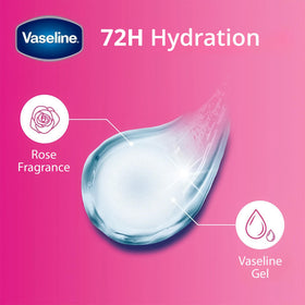 Vaseline Lip Therapy Rosy Lips mini-application on lips for soft pink tint.