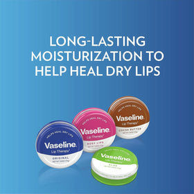 Open Vaseline Lip Therapy Rosy Lips tin revealing product within