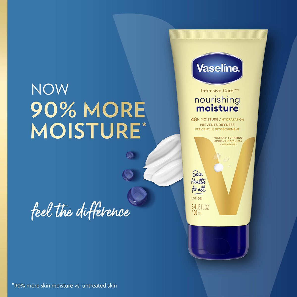 Swirl of Vaseline Nourishing Moisture being applied showing quick absorption