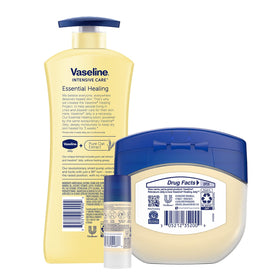 Vaseline Original Petroleum Jelly jar demonstrates classic moisturizer for dry skin.
