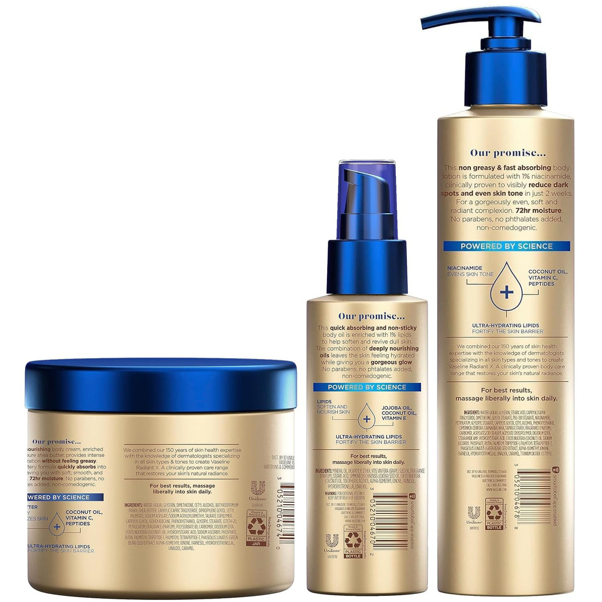 Vaseline Radiant X Nourishing Body Lotion 11oz improves skin tone with niacinamide