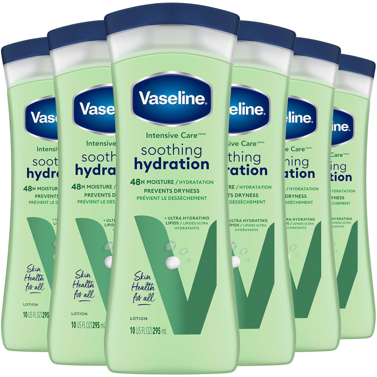 Vaseline Soothing Hydration 6-pack front view highlighting bundled moisture
