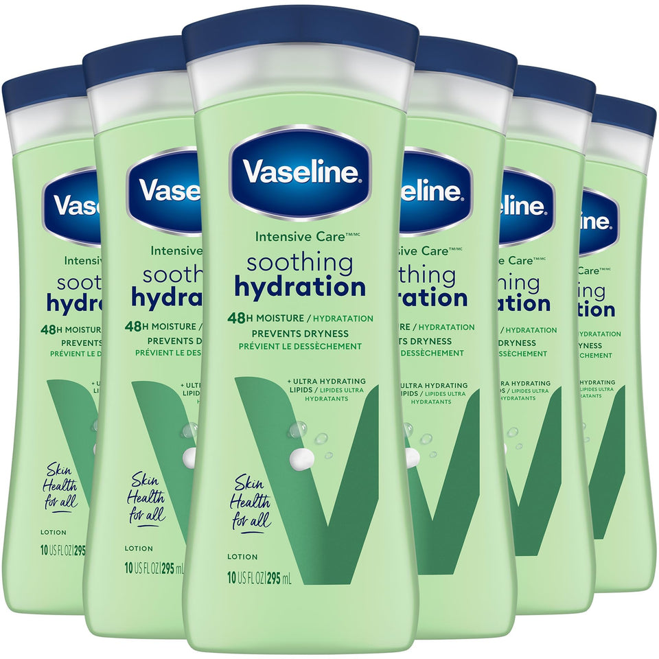 Vaseline Soothing Hydration 6-pack front view highlighting bundled moisture