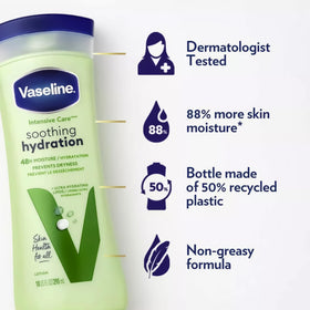 Smooth application of Vaseline Soothing Hydration on skin after shower