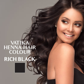 Vatika Naturals ammonia-free dye formula protects hair while delivering vibrant shade.