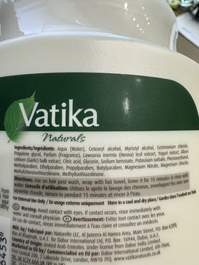 500g Vatika Naturals Garlic Hair Mask jar close-up label visible