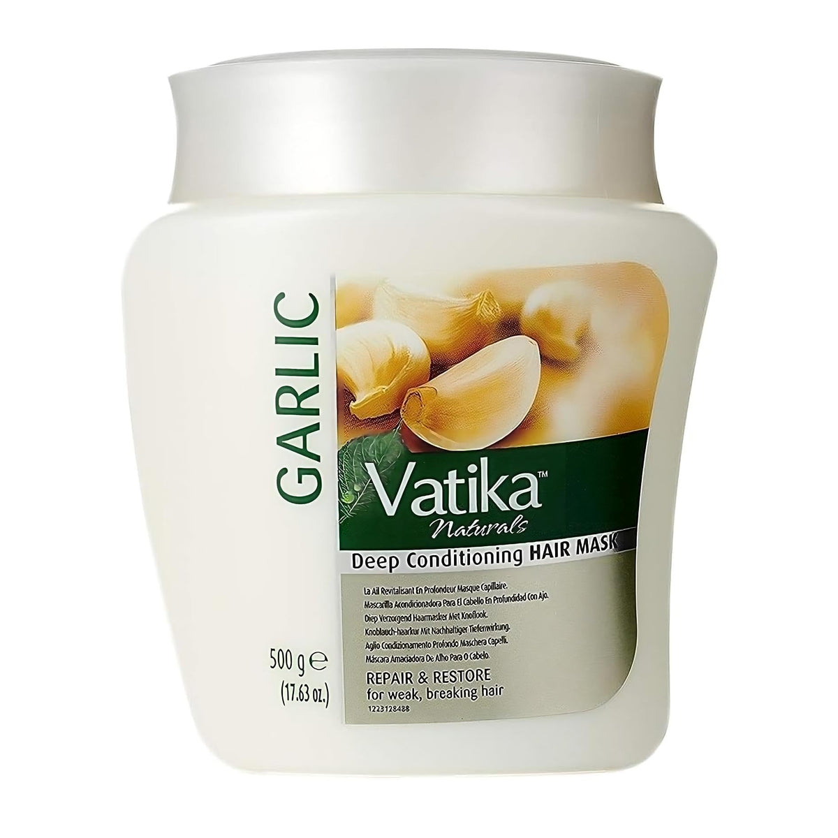 Vatika Naturals Garlic Hair Mask jar front view for nourishing care