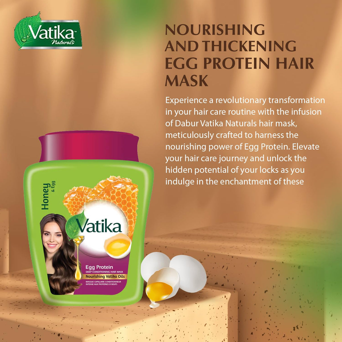 Applying Vatika Naturals mask to damp ends for deep conditioning.