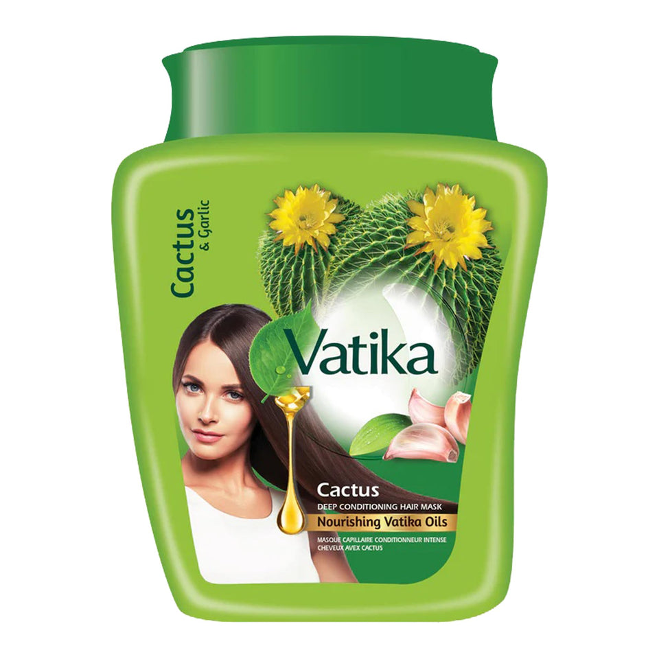 Vatika Naturals hot oil hair mask applied to damp hair for deep conditioning.