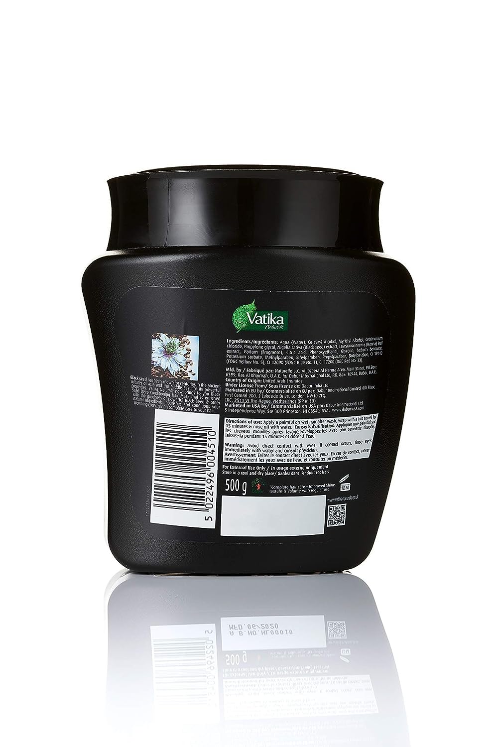 Vatika Naturals Hot Oil Hair Mask jar showing multivitamins for stronger strands.