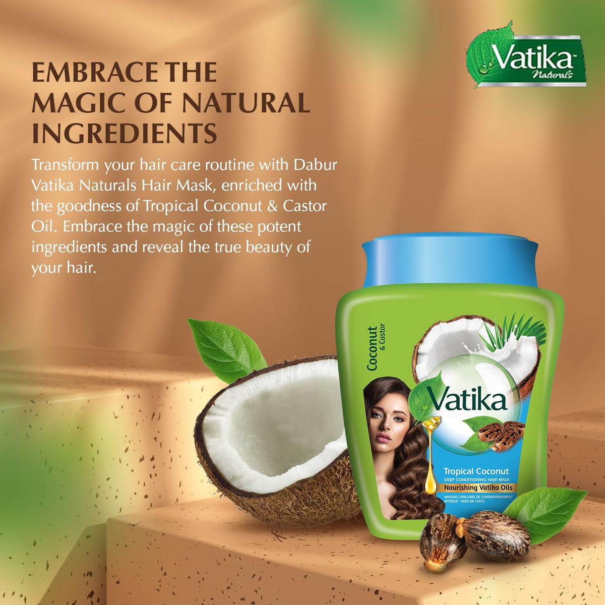 Vatika Naturals Hot Oil Hair Mask tropical coconut pour demonstrates rich hydration during use.