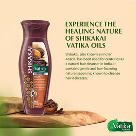 Vatika Naturals Moisturizing Shampoo for dry hair reveals silky, manageable strands.