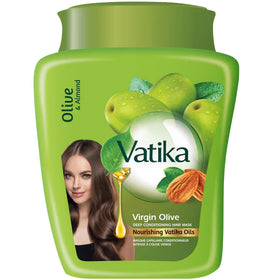 Vatika Naturals Olive Deep Conditioning Hair Mask bottle for nourishing dry hair.