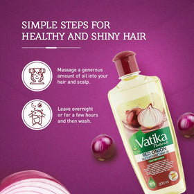 Vatika Naturals Red Onion Extract visual emphasizing natural nourishment for resilient hair.