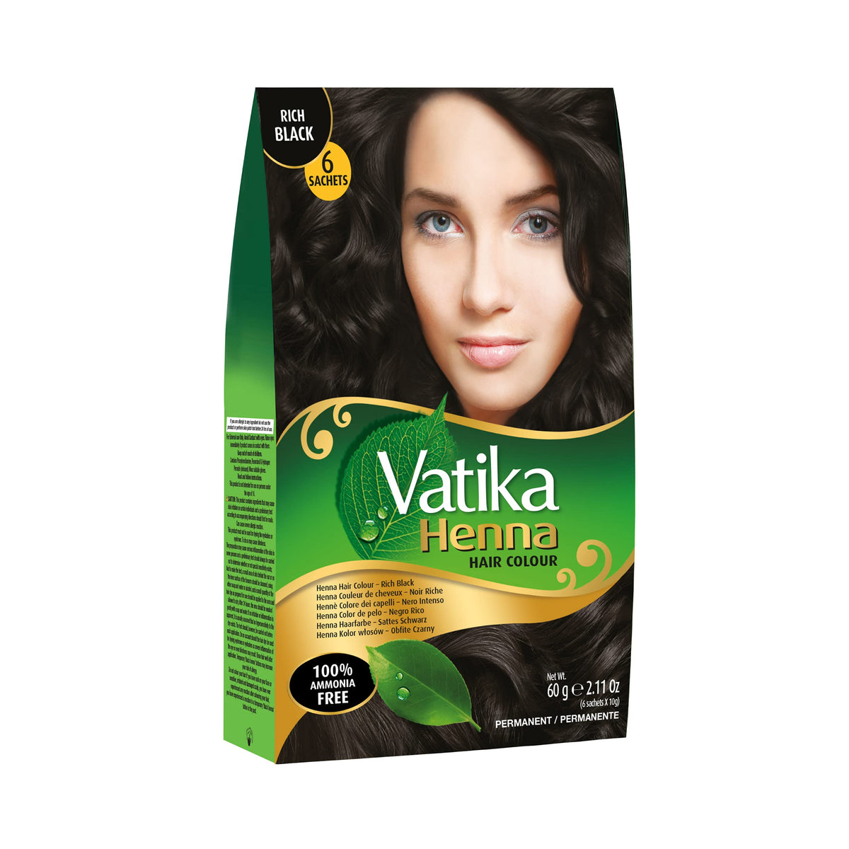 Vatika Naturals Rich Black dye pack for deep color and grey coverage.