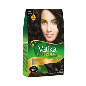 Vatika Naturals Rich Black dye pack for deep color and grey coverage.