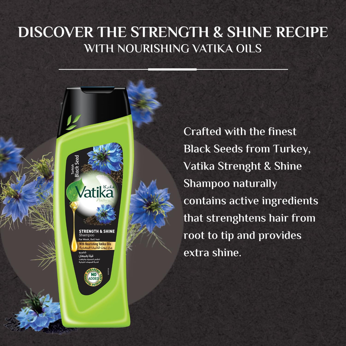 Vatika Naturals shampoo scalp massage illustration promoting gentle cleansing for healthier scalp
