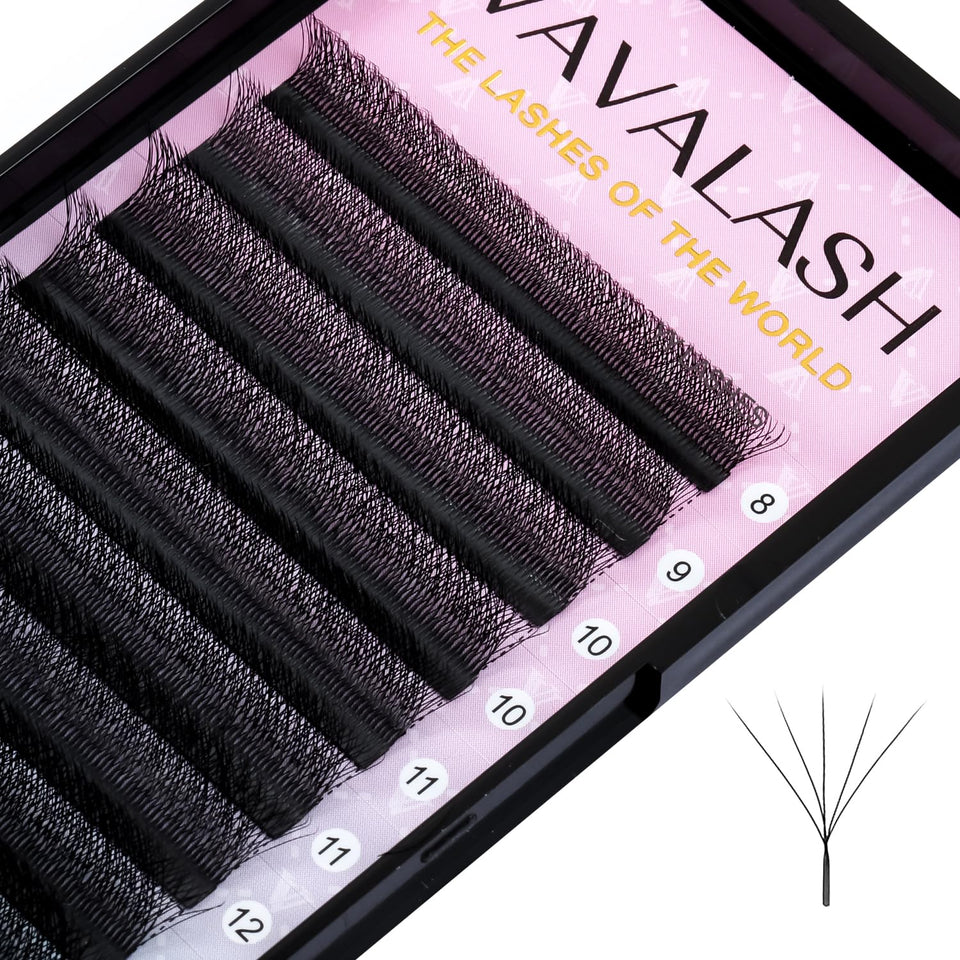 VAVALASH W-shaped 5D lash fans close-up for quick, dramatic eye volume