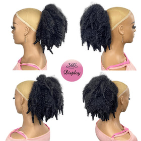 VAVANGA Afro puff bun 3A 4C synthetic fibers blend naturally for a fuller look.