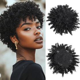 VAVANGA Short Afro Kinky Curly Topper front view showing natural volume and blend.