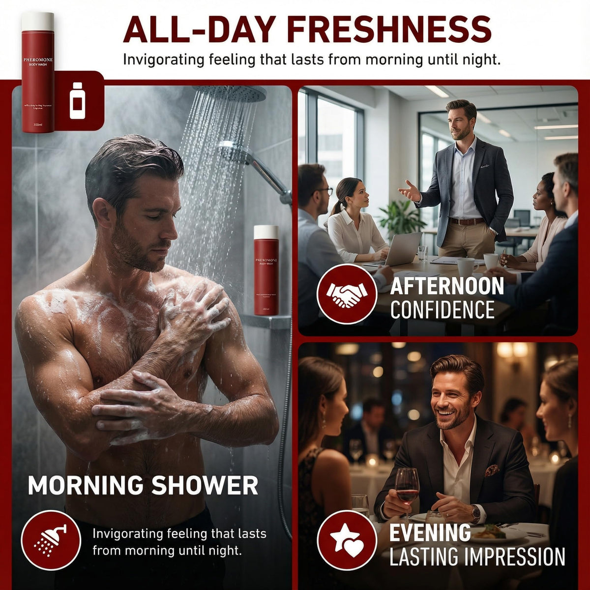 Lifestyle shot emphasizes post workout freshness and everyday confidence