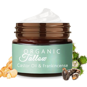 Vbolre grass-fed beef tallow frankincense bottle delivers rich hydration for skin.