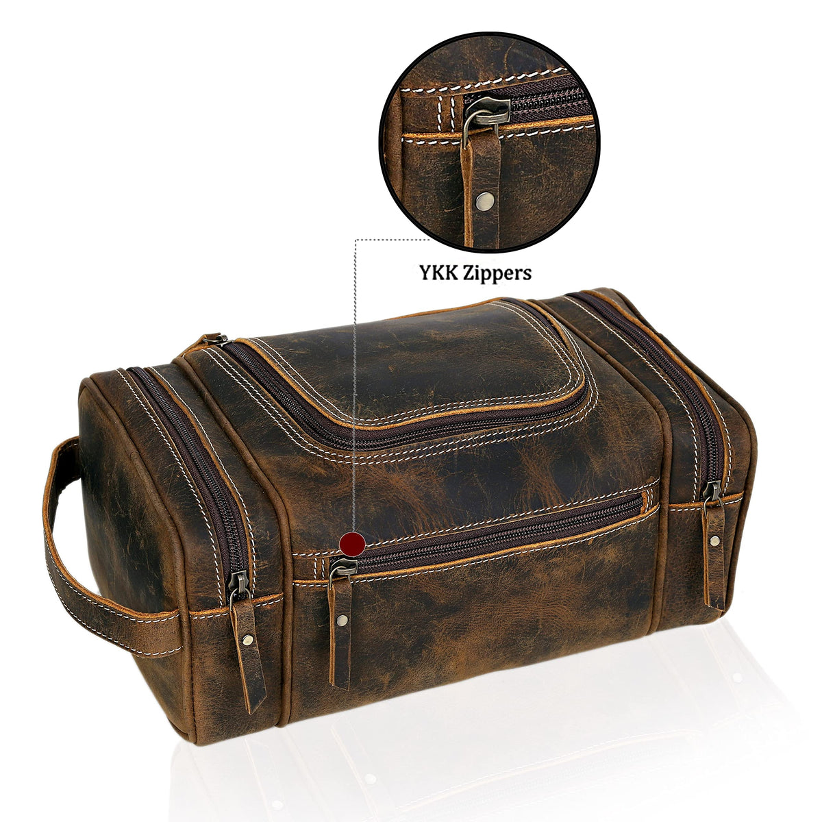 VC Vintage Couture leather toiletry bag ideal for business trips and weekend getaways.