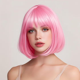 VCAY cosplay look in pink wig for costume parties.