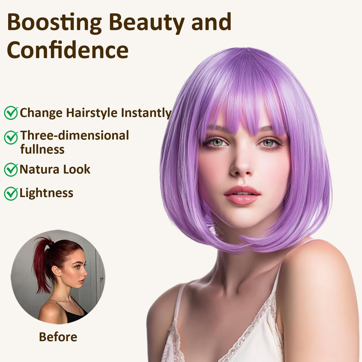 VCAY purple bob wig ideal for cosplay party looks.