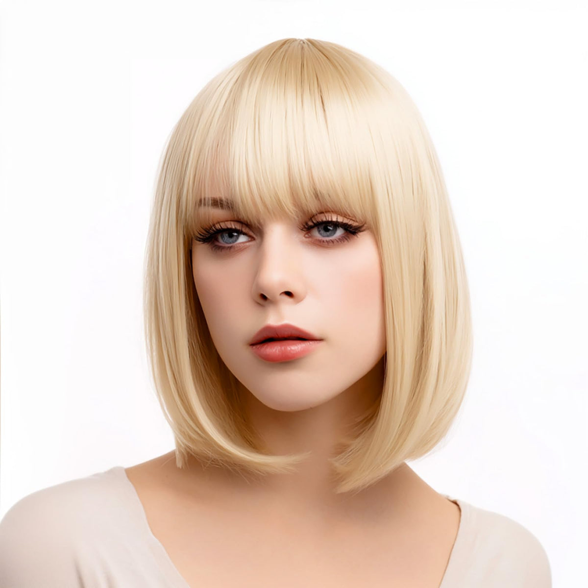 VCAY lace-cap bob wig with adjustable straps for secure fit