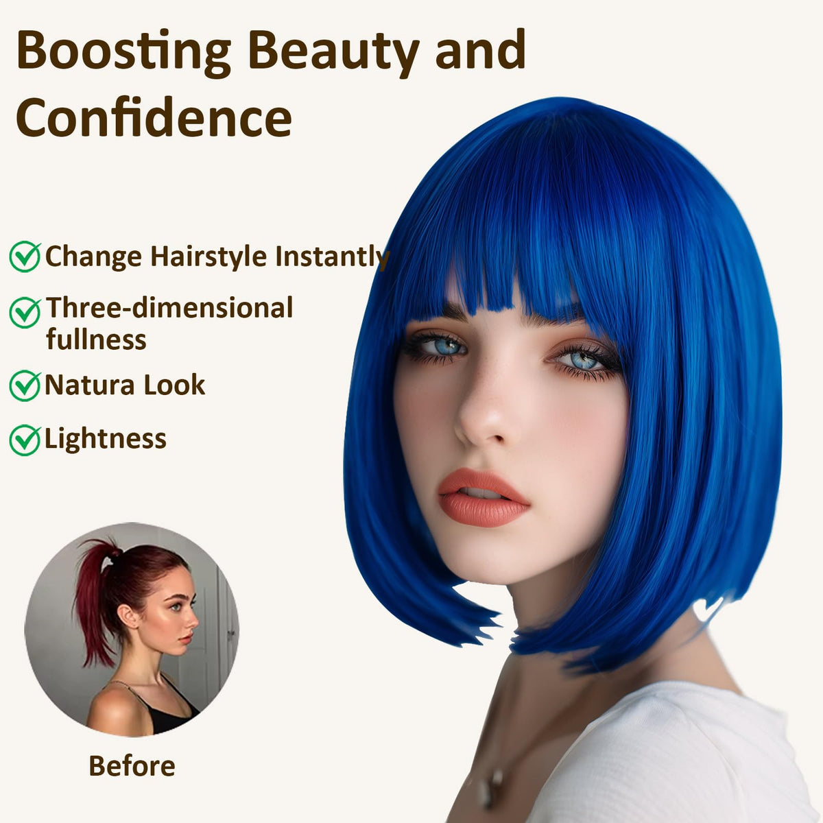 VCAY cosplay-ready blue bob wig for bold, dramatic looks