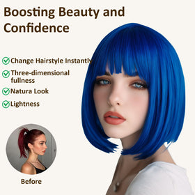 VCAY cosplay-ready blue bob wig for bold, dramatic looks
