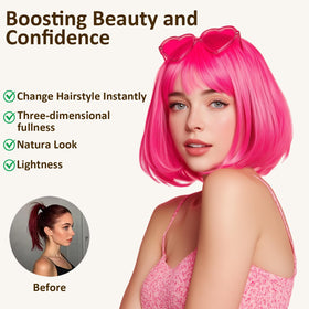 VCAY heat-resistant fiber wig, adjustable straps for secure fit.