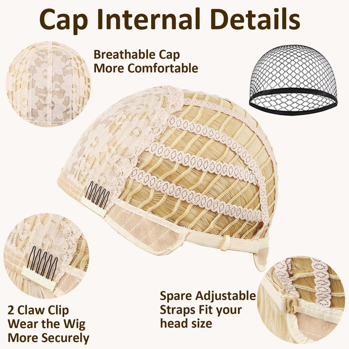 VCAY lightweight wig with breathable cap for long wear