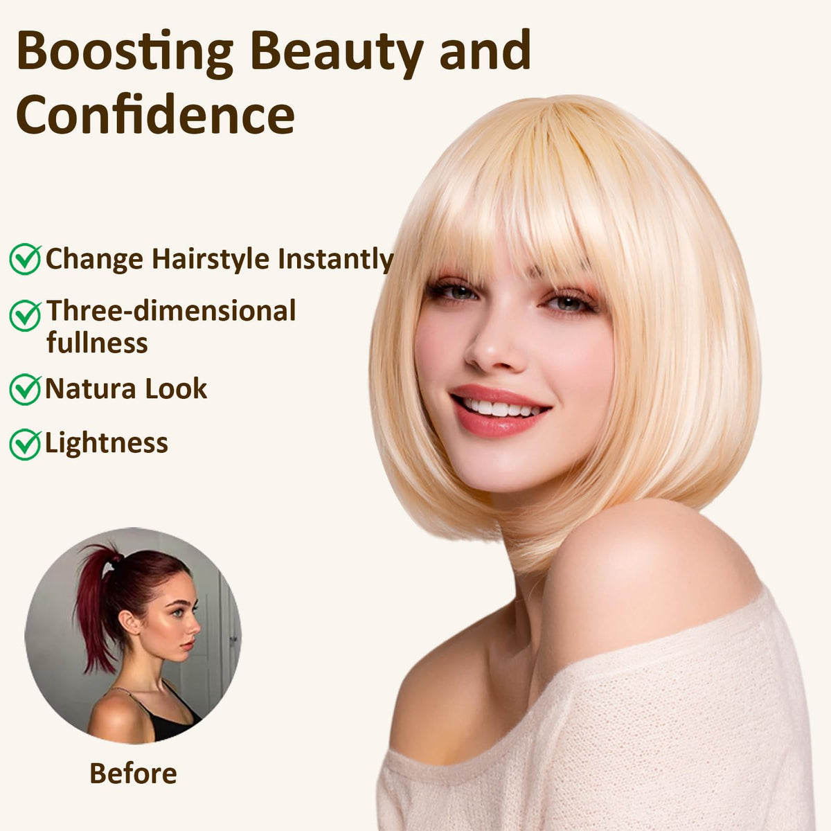 VCAY soft low-tangle wig texture for daily use