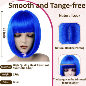 VCAY straight bob wig with bangs for easy cosplay styling