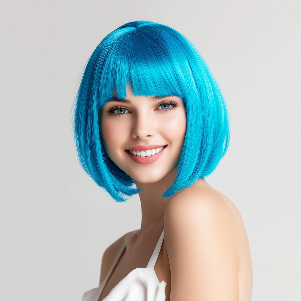 VCAY 12-inch teal wig ideal for cosplay parties or daily fashion