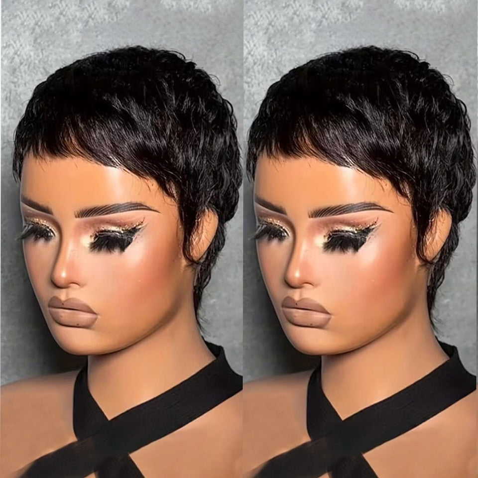 VCK short wig pixie cut in natural black, versatile styling.