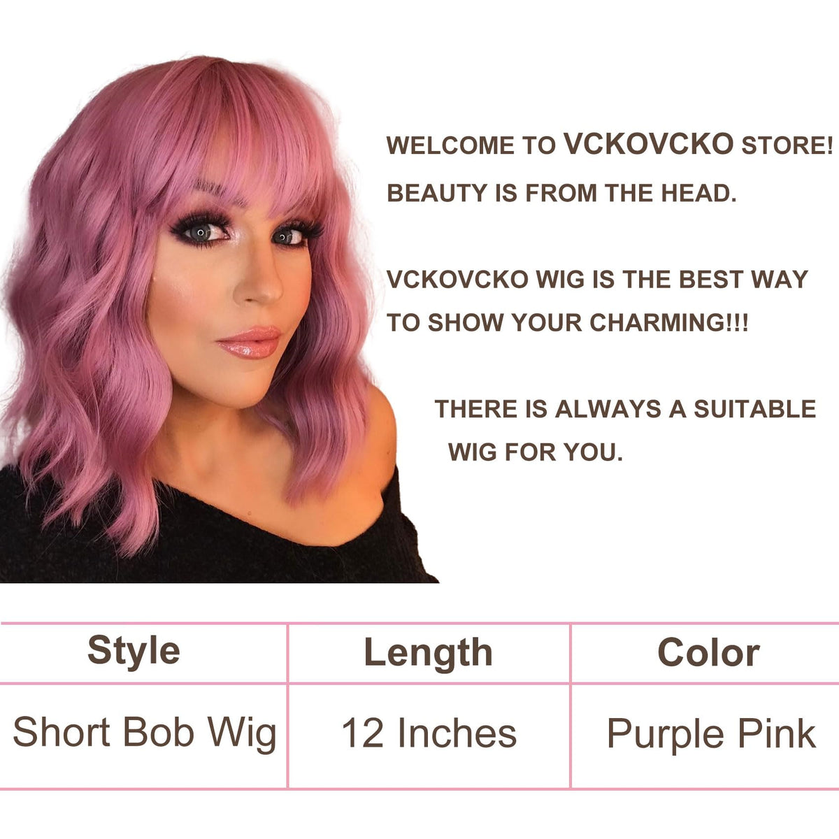 VCKOVCKO double-weft synthetic fibers deliver tangle-free, durable styling.
