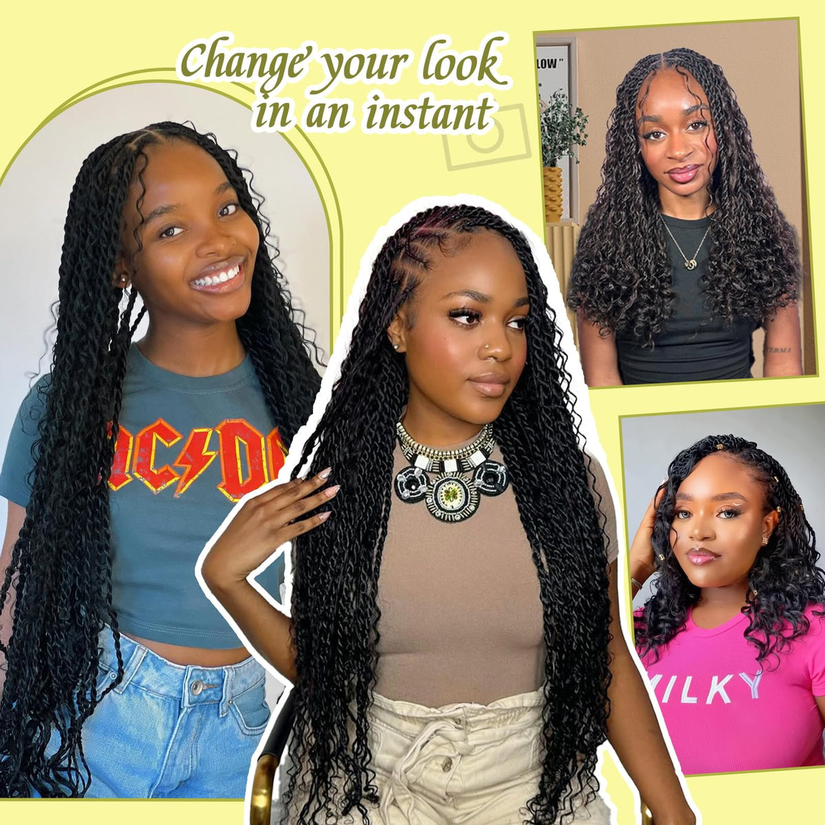 VCRPWLAO Easy-install braids suitable for fast glam looks