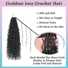 Closeup of Goddess Locs Curly Ends showing natural fullness and texture.