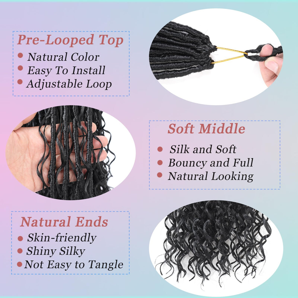 Pre-looped crochet hair demonstrates fast, easy installation with VCRPWLAO locs.