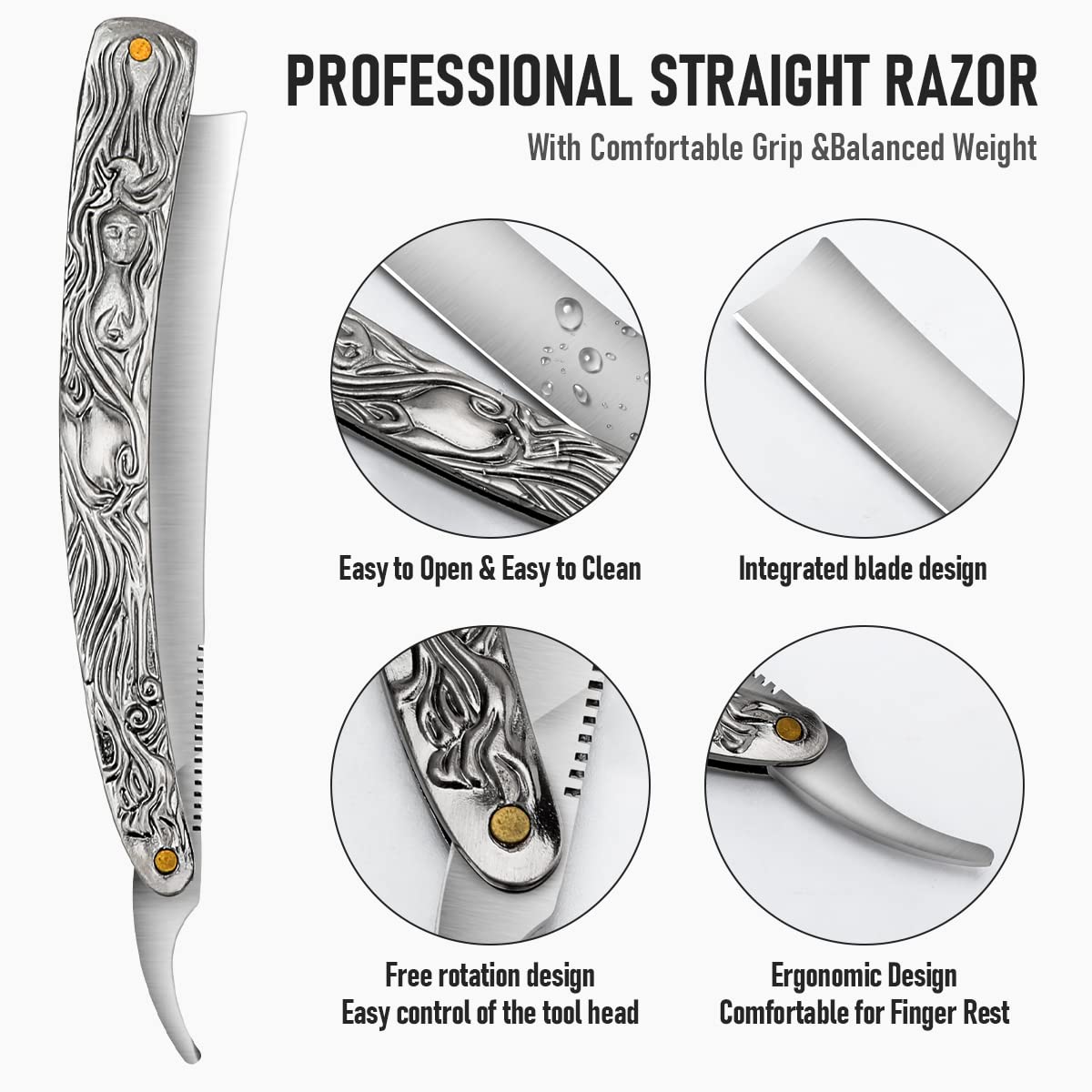 Foldable VCXOX razor design shown for space-saving, safe handling in any setup.
