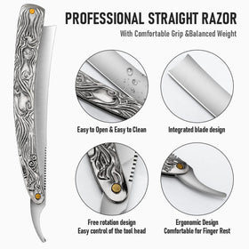 Foldable VCXOX razor design shown for space-saving, safe handling in any setup.