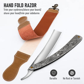 Closeup of VCXOX razor handle for a comfortable, steady grip during shaving.