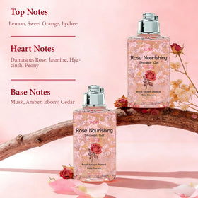 VDBHI Rose Shower Gel rinse-off texture on skin during shower.