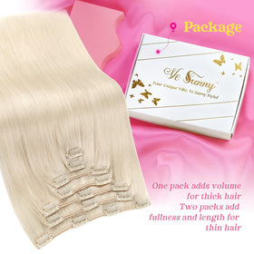 Ve Sunny platinum blonde clip-in extensions color shade 6606 for cool balayage