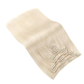 Ve Sunny platinum blonde clip-in extensions heat styling up to 356°F